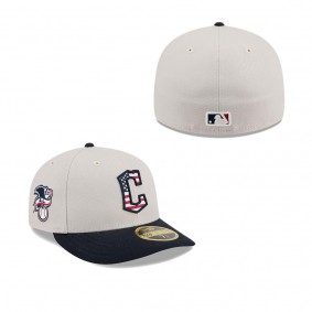 Men's Cleveland Guardians Khaki Black 2024 Fourth of July Low Profile 59FIFTY Fitted Hat